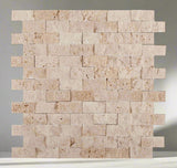 1 X 2 Ivory Travertine Split-Faced Brick Mosaic Tile-Travertine Mosaic-American Tile Depot