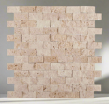 1 X 2 Ivory Travertine Split-Faced Brick Mosaic Tile