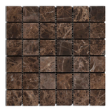 2 X 2 Emperador Dark Marble Tumbled Mosaic Tile