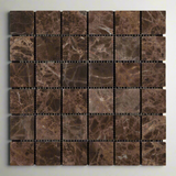 2 X 2 Emperador Dark Marble Tumbled Mosaic Tile