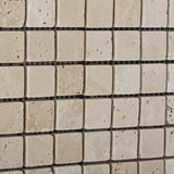 1 X 1 Ivory Travertine Tumbled Mosaic Tile