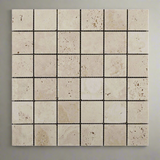 2 X 2 Ivory Travertine Tumbled Mosaic Tile