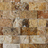 1 X 2 Scabos Travertine Split-Faced Brick Mosaic Tile