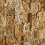 1 X 1 Gold / Yellow Travertine Split-Faced Mosaic Tile