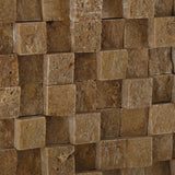 1 X 1 Noce Travertine HI-LOW Split-Faced Mosaic Tile