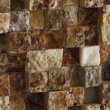 1 X 1 Scabos Travertine HI-LOW Split-Faced Mosaic Tile