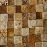 1 X 1 Gold / Yellow Travertine HI-LOW Split-Faced Mosaic Tile