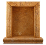 Gold / Yellow Travertine Hand-Made Custom Shampoo Niche / Shelf - LARGE - Honed