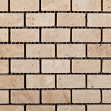 Ivory Travertine Mini Brick Tumbled Mosaic Tile