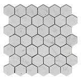 Carrara White Marble Honed 2" Hexagon Mosaic Tile