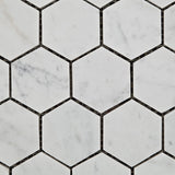 Carrara White Marble Honed 2" Hexagon Mosaic Tile