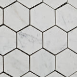 Carrara White Marble Honed 2" Hexagon Mosaic Tile