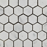 Carrara White Marble Polished 1" Mini Hexagon Mosaic Tile