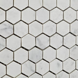 Carrara White Marble Honed 1" Mini Hexagon Mosaic Tile