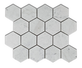 Carrara White Marble Honed 3" Hexagon Mosaic Tile