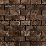 Emperador Dark Marble Tumbled Baby Brick Mosaic Tile