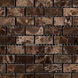 Emperador Dark Marble Polished Baby Brick Mosaic Tile