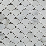 Carrara White Marble Polished Fan Mosaic Tile