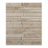 Ivory Travertine Honed Random Strip Mosaic Tile