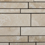 Ivory Travertine Honed Random Strip Mosaic Tile