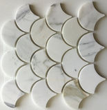 Calacatta Gold Marble Polished 3" Fan Mosaic Tile