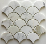 Calacatta Gold Marble Honed 3" Fan Mosaic Tile