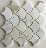 Calacatta Gold Marble Honed 3" Fan Mosaic Tile