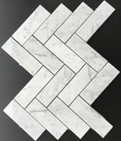 Carrara White Marble Polished 2 x 6 Herringbone Mosaic Tile