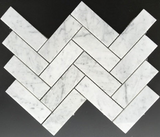 Carrara White Marble Polished 2 x 6 Herringbone Mosaic Tile