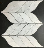 Carrara White Marble Polished Leaf Pattern Mosaic Tile