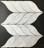 Carrara White Marble Honed Leaf Pattern Mosaic Tile