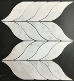 Carrara White Marble Polished Leaf Pattern Mosaic Tile