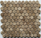 Emperador Light Marble Polished 1" Mini Hexagon Mosaic Tile