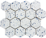 Terrazzo Blue Marble Polished 3" Hexagon Mosaic Tile