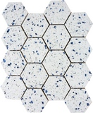 Terrazzo Blue Marble Polished 3" Hexagon Mosaic Tile