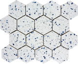 Terrazzo Blue Marble Polished 3" Hexagon Mosaic Tile