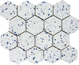 Terrazzo Blue Marble Polished 3" Hexagon Mosaic Tile