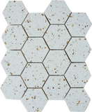 Terrazzo Gold Marble Polished 3" Hexagon Mosaic Tile