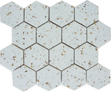 Terrazzo Gold Marble Polished 3" Hexagon Mosaic Tile