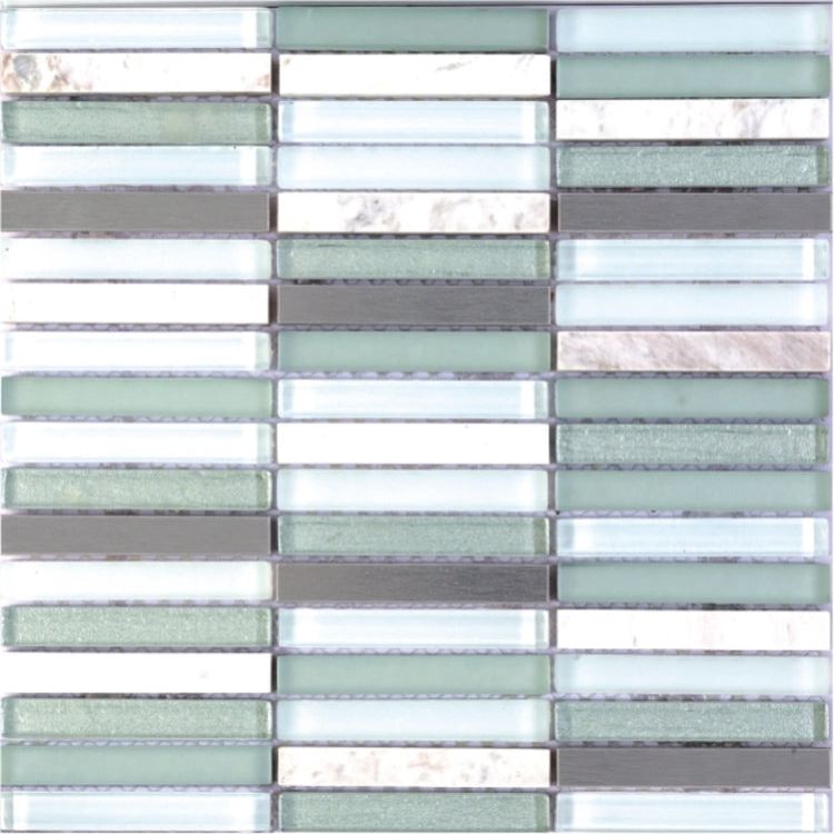 Metal Green Band Linear Mosaic Wall Tile-Mixed Mosaic-American Tile Depot