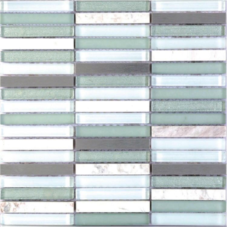 Metal Green Band Linear Mosaic Wall Tile-Mixed Mosaic-American Tile Depot