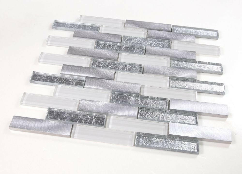 Metal Silver Glossy Linear Mosaic Wall Tile-Mixed Mosaic-American Tile Depot