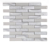 Sample of Metal Silver Glossy Linear Mosaic Wall Tile-Sample-American Tile Depot