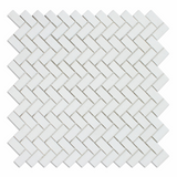 Thassos White Marble Polished Mini Herringbone Mosaic Tile