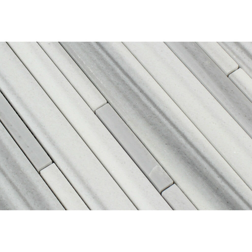 Mink Marmara Equator Marble Polished Random Strip Mosaic Tile-Marble Mosaic-American Tile Depot