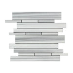 Mink Marmara Equator Marble Polished Random Strip Mosaic Tile-Marble Mosaic-American Tile Depot