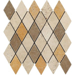 Mixed Travertine 2 X 4 Tumbled Diamond Mosaic Tile-Travertine Mosaic-American Tile Depot