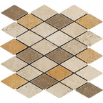 Mixed Travertine 2 X 4 Tumbled Diamond Mosaic Tile-Travertine Mosaic-American Tile Depot