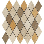 Mixed Travertine 2 X 4 Tumbled Diamond Mosaic Tile-Travertine Mosaic-American Tile Depot