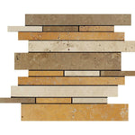 Mixed Travertine Honed Random Strip Mosaic Tile-Travertine Mosaic-American Tile Depot